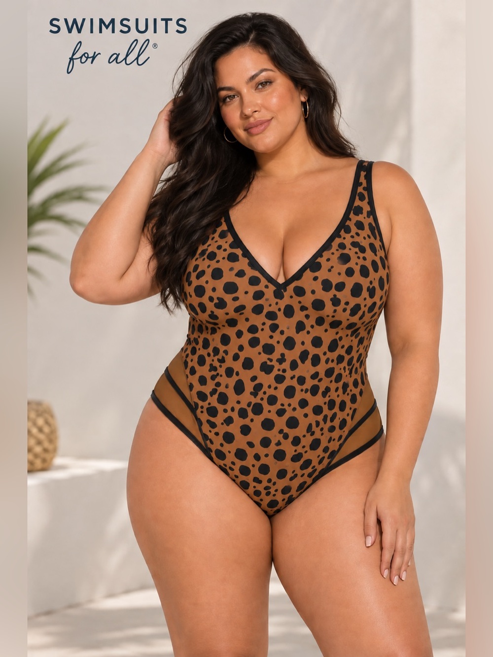 GabiFresh x Swimsuits For All Leopard Mesh One Piece Swimsuit Size 16
